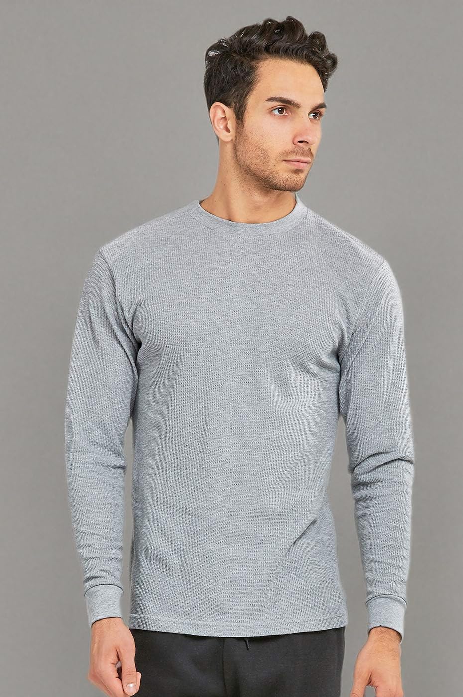 Men's Classic Waffle-Knit Heavy Thermal Top - Long Sleeve Winter Shirt for Men (Large, Heather Grey) | Warm Layering Base for Outdoor Activities, Camping & Cold Weather Workwear
