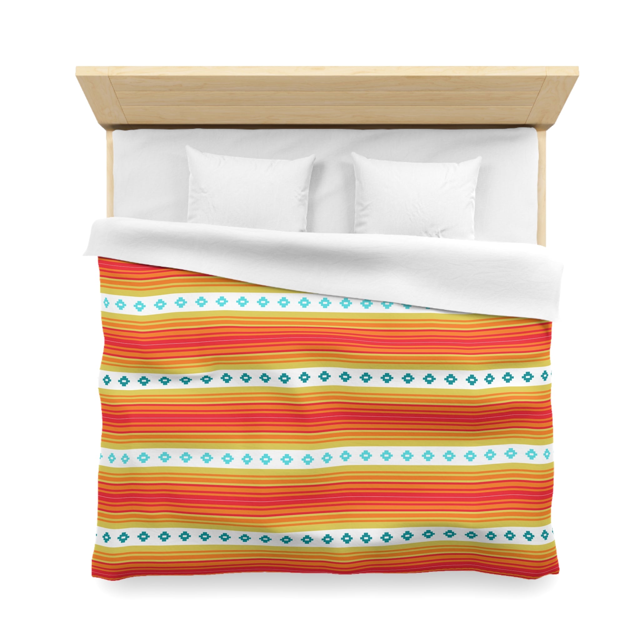 Southwestern Boho Bedroom Bedding Set - Soft Microfiber Duvet Cover with Piping - Queen, King, Full & Twin Sizes - Perfect for Guest Rooms & Vacation Homes