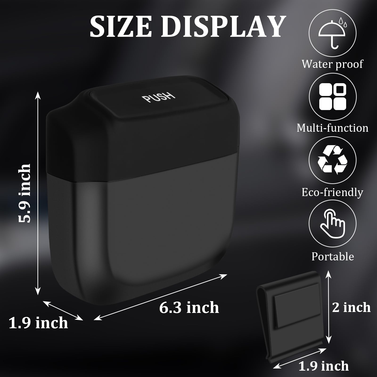 **Leak-Proof Car Trash Can with Lid & 60 Trash Bags – Universal Mini Waste Bin for Vehicles, Office, Home – Organizer & Storage Accessories for Front Seat (Black) – Perfect for Road Trips, Commuting & Travel**