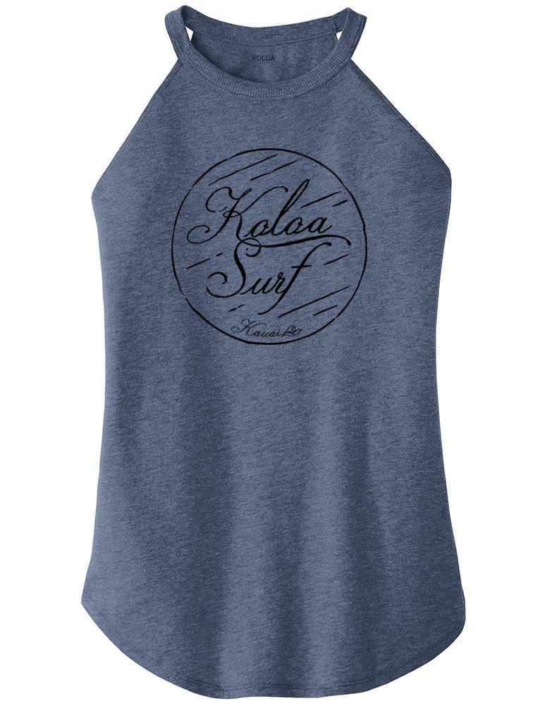 Koloa Surf Hiwahiwa Logo Perfect Blend Rocker Tank - Women's Hawaiian Style Surf Tank Top (XS-4XL) - Beachwear, Surfing, Summer Vacation Outfit