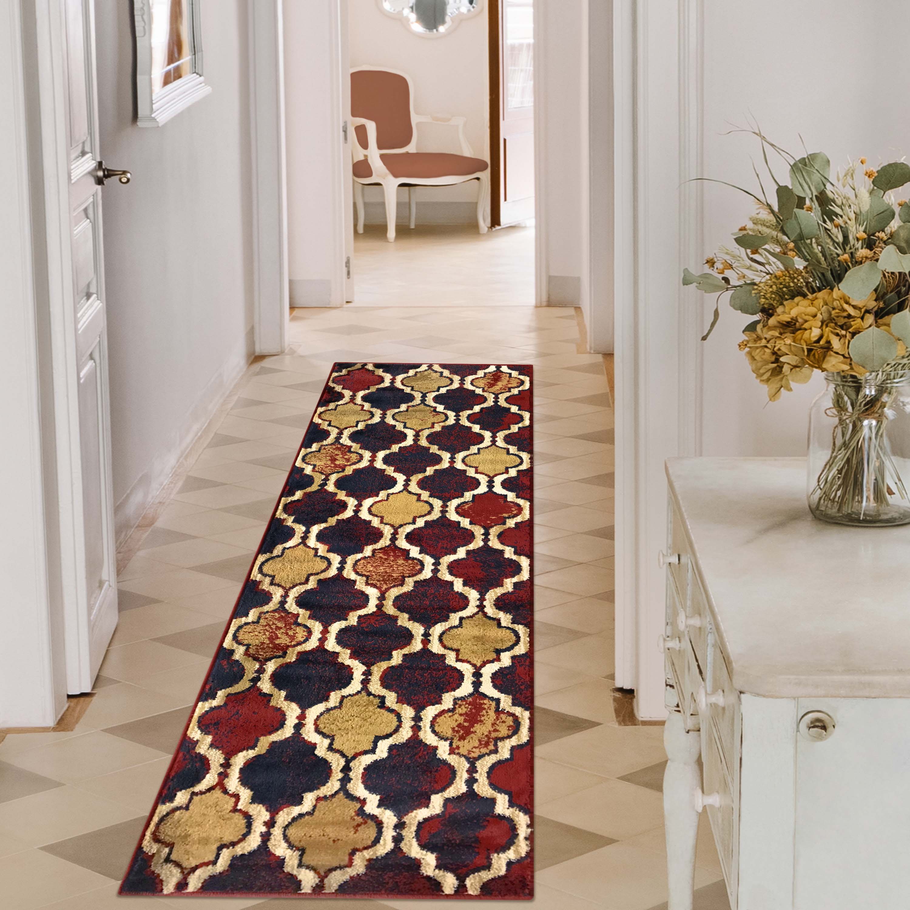 Viking Geometric Trellis Indoor Area Rug & Runner - Non-Slip Boho Chic Carpet for Living Room, Bedroom, Hallway - Perfect for Nordic Home Decor & Cozy Spaces