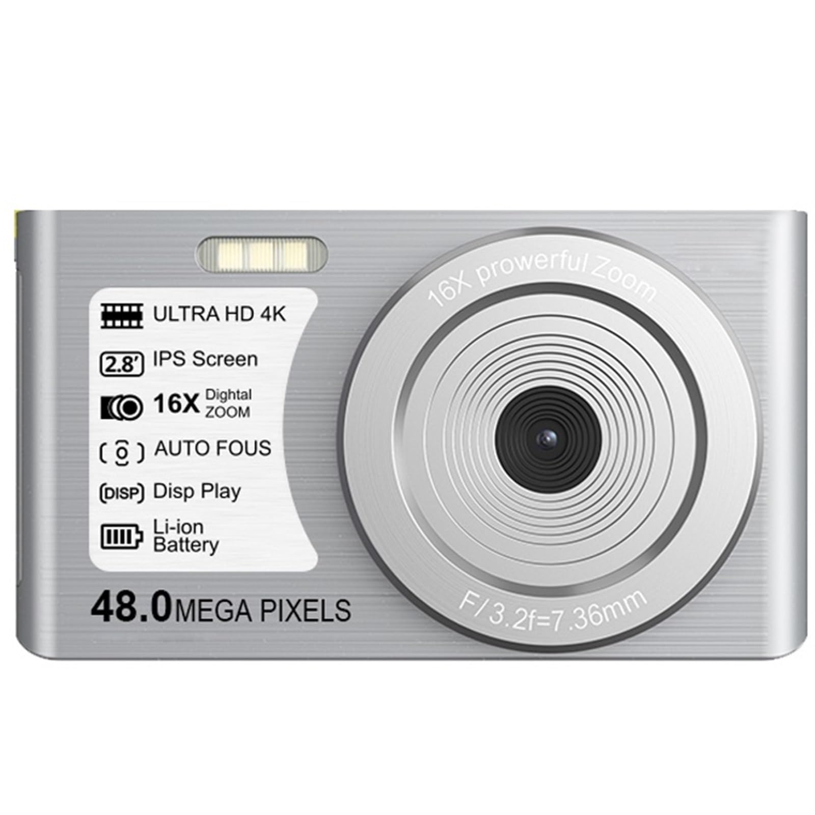 48MP Compact Digital Camera with 16X Auto Focus - Slow Motion & Time Lapse Video Recording - 2.8