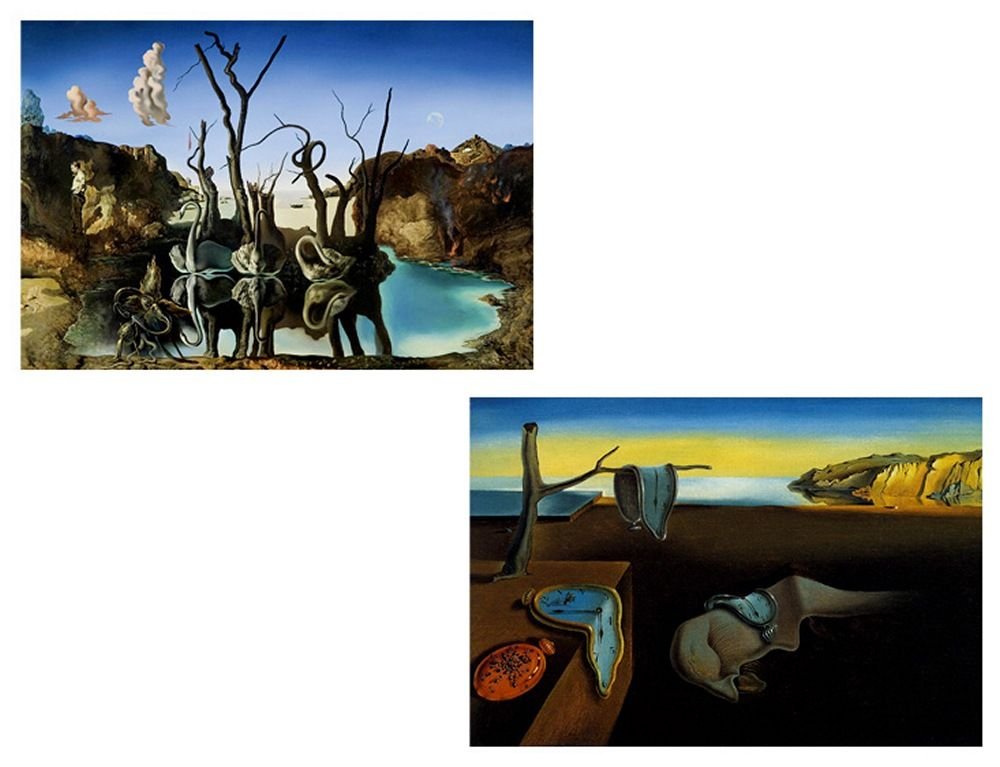 Salvador Dali Melting Clock Wall Decal - Persistence of Memory Art Print (Set of 2) | 18x12 Inch Vinyl Sticker for Home & Nursery Decor | HD Quality Wall Art | Perfect for Living Room, Bedroom or Office
