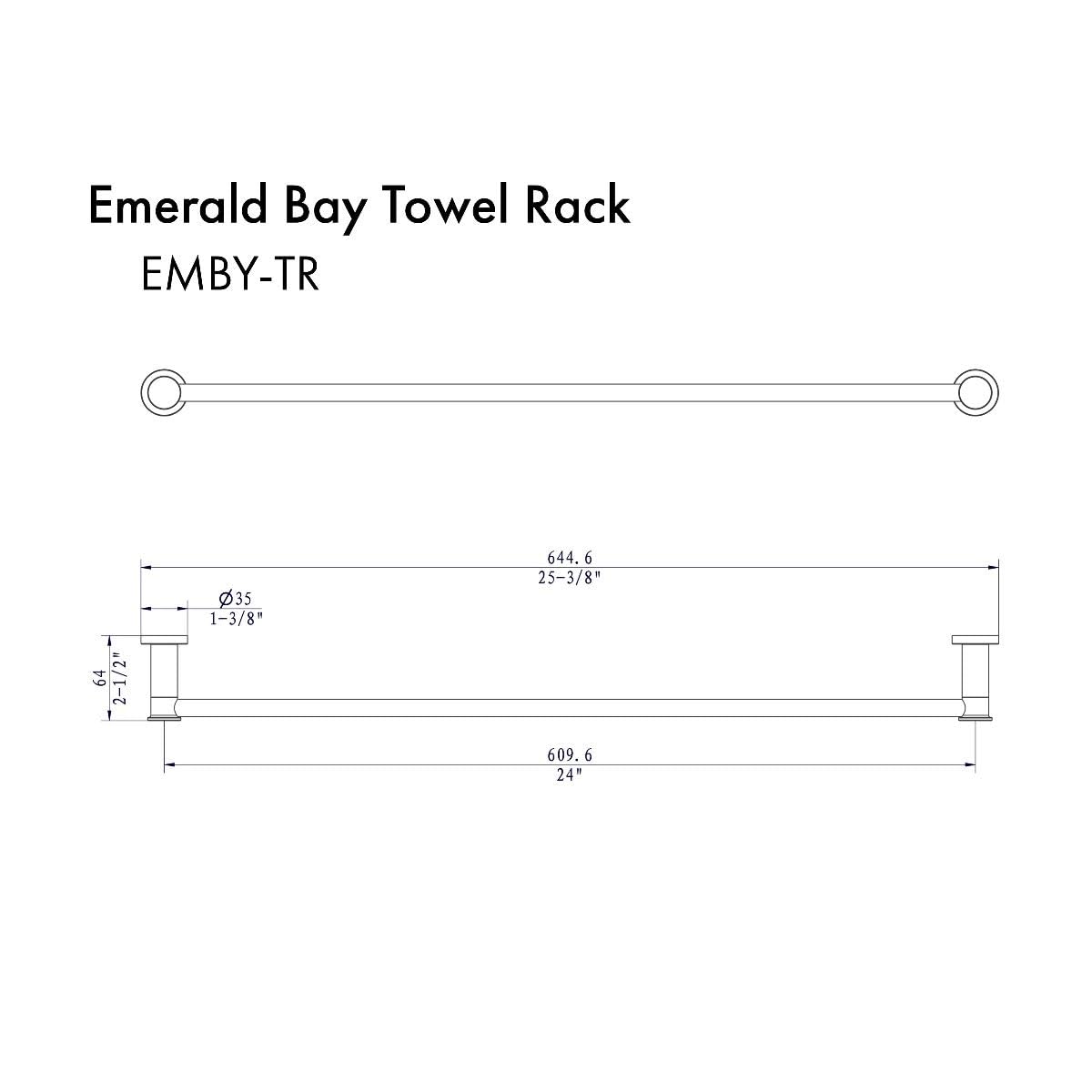 ZLINE Emerald Bay Towel Rail in Polish Gold - Premium Bathroom Towel Holder - Durable Stainless Steel Design - Perfect for Bathroom, Kitchen & Spa Decor (EMBY-TR-PG)