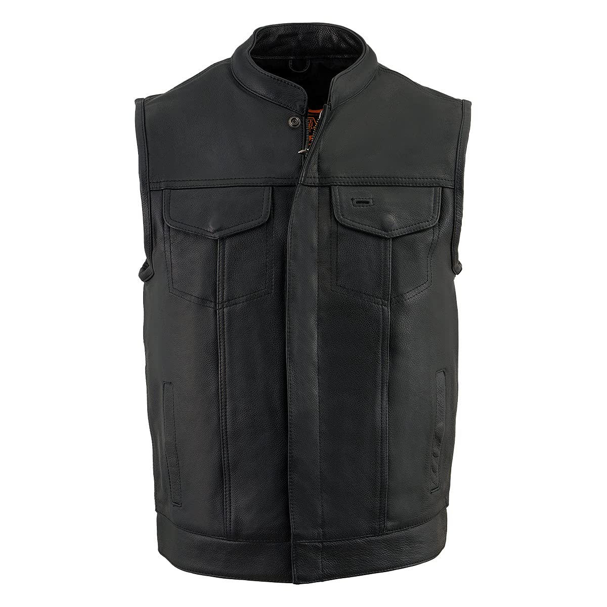 Milwaukee Leather MLM3510 Men's Black Premium Leather Motorcycle Vest - Club Style Biker Vest with Dual Closure & Open Neck Design - Medium Size for Riding Comfort - Perfect for Harley Davidson Riders & Motorcycle Enthusiasts