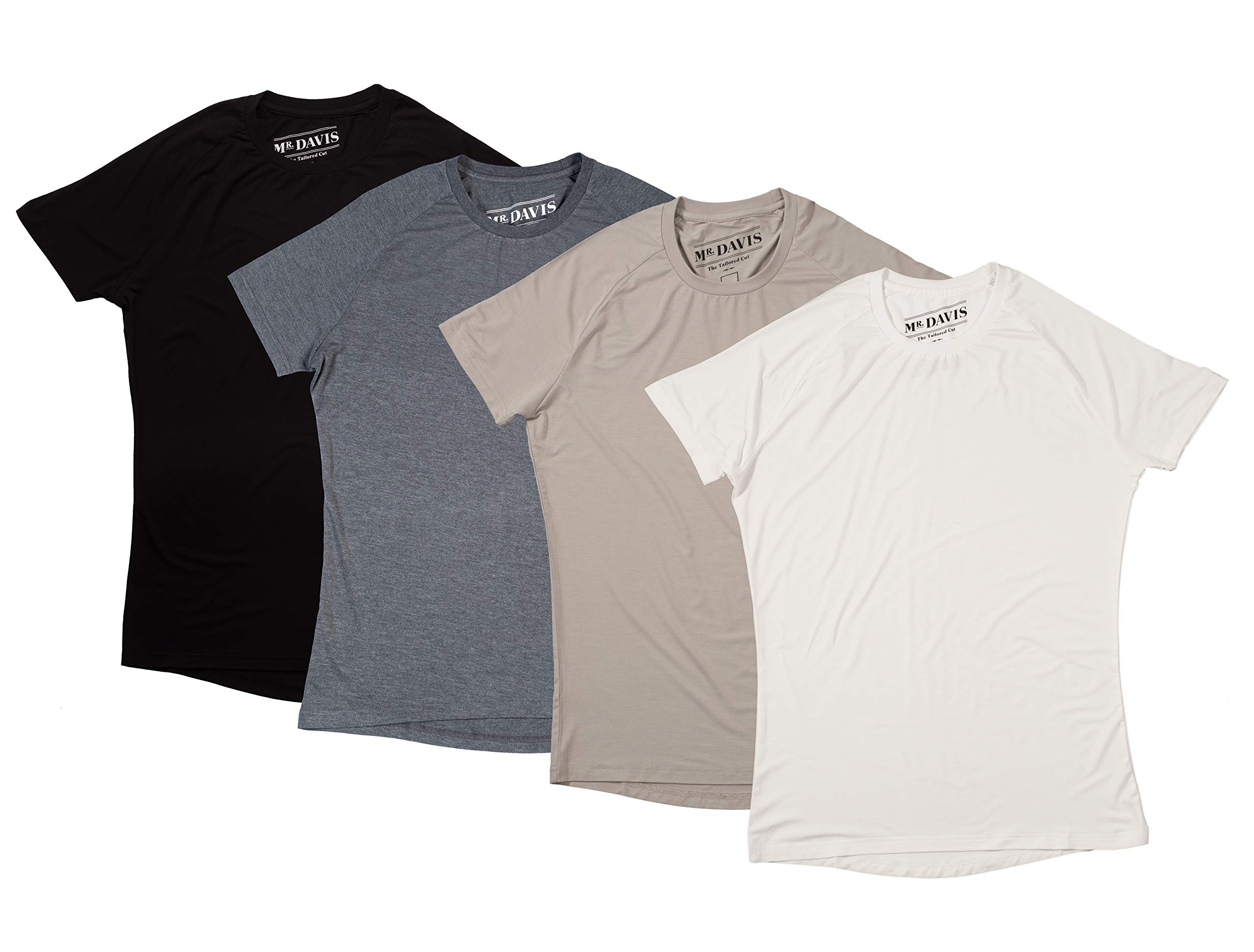 Premium Mr. Davis Bamboo Viscose Tailored Crew Neck Men's Undershirt - Soft Breathable Moisture-Wicking - 4 Pack Variety Set for Work, Travel & Everyday Comfort