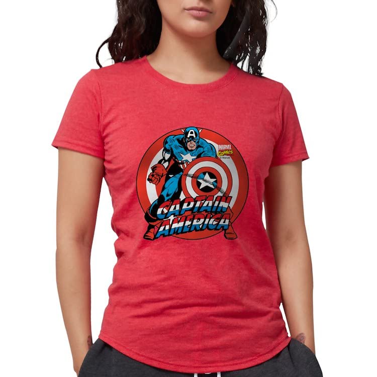 Captain America Shield Women's Tri-Blend Tee | Soft Vintage Style Marvel Superhero T-Shirt | Perfect for Cosplay, Comic Con & Casual Wear