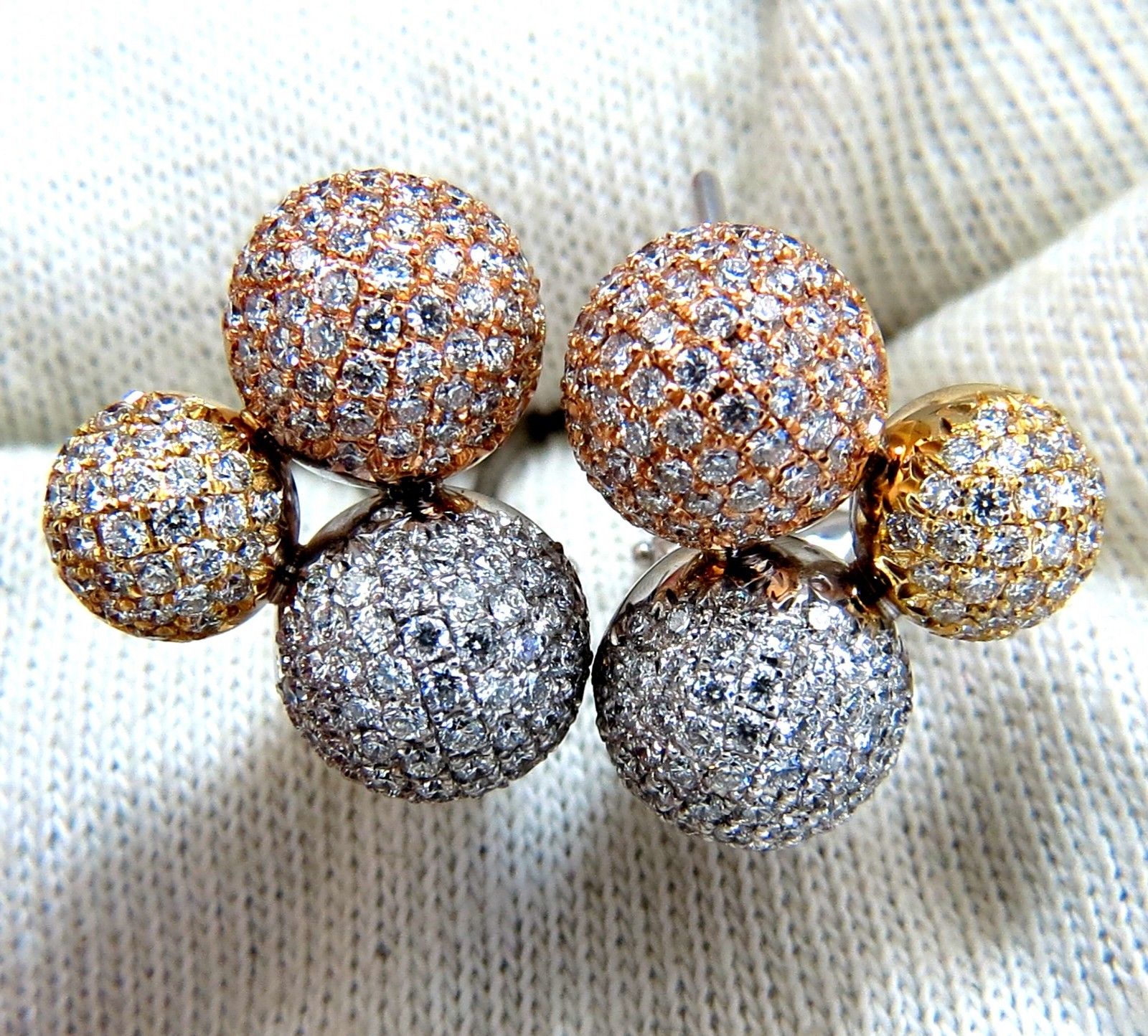3.70ct Round Brilliant Diamond Cluster Bead Stud Earrings in 18K Gold - Perfect for Weddings, Parties & Special Occasions