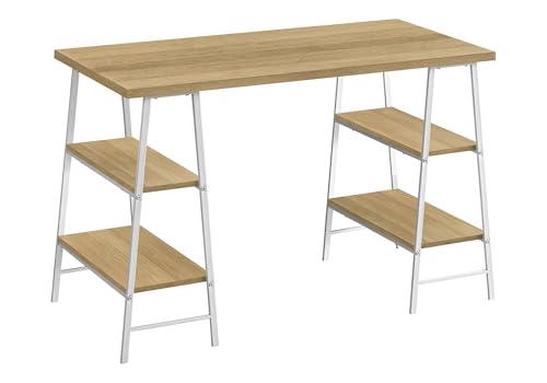Natural Wood-look/White Metal