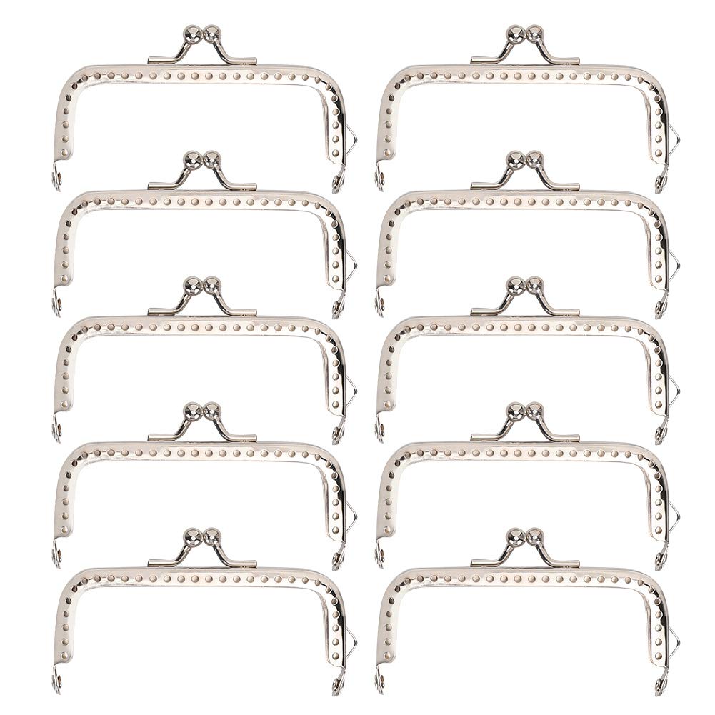 Jeanoko 10pcs 8.5cm Square Metal Purse Frames - Vintage Kiss Clasp Locks for DIY Handbag Making, Sewing Craft Supplies (Perfect for Retro Purses, Clutches & Tote Bags)