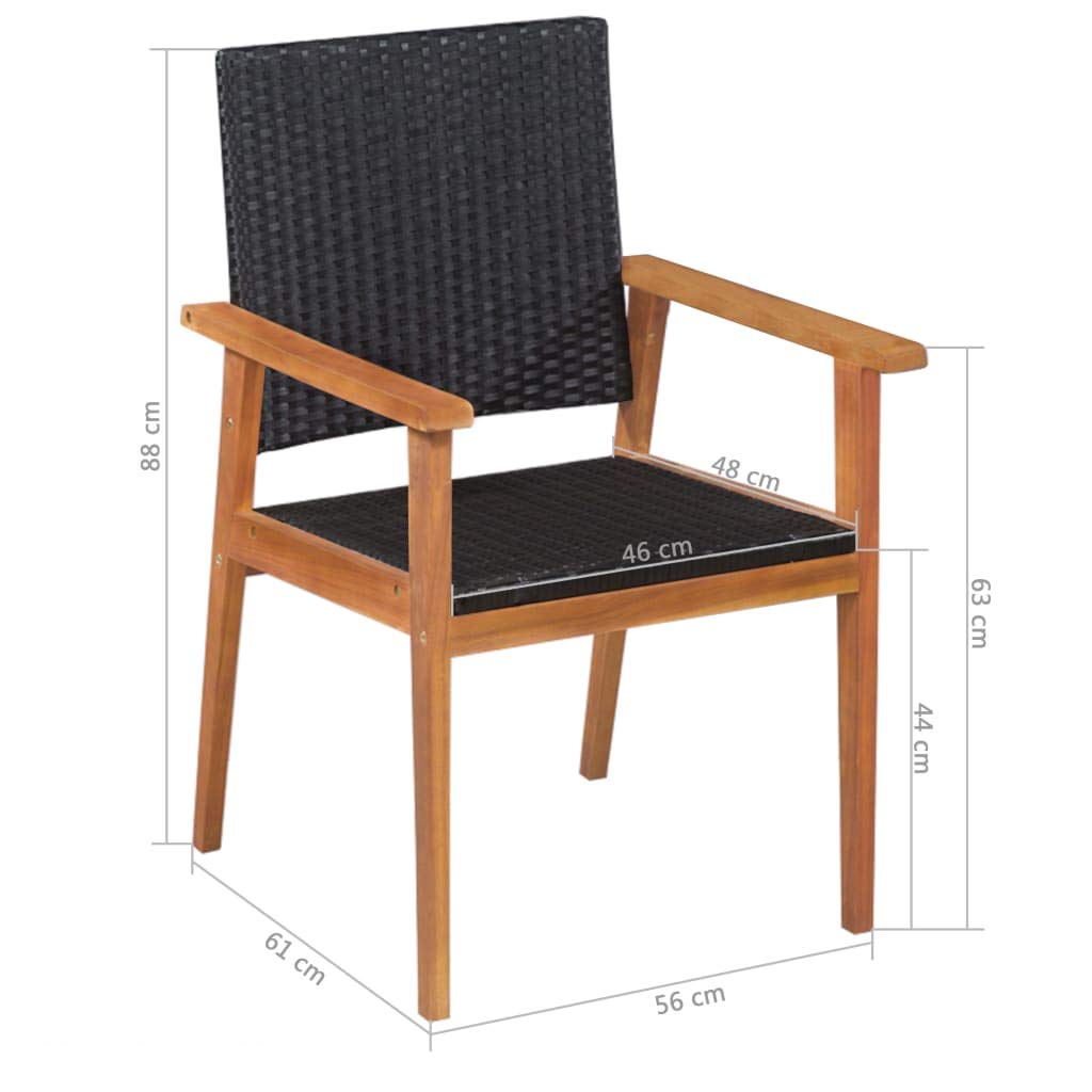 Premium 5-Piece FAMIROSA Outdoor Dining Set - Durable Poly Rattan & Acacia Wood Table with Steel Legs - Patio, Garden, Backyard, Balcony Furniture Set for Outdoor Entertaining & Al Fresco Dining