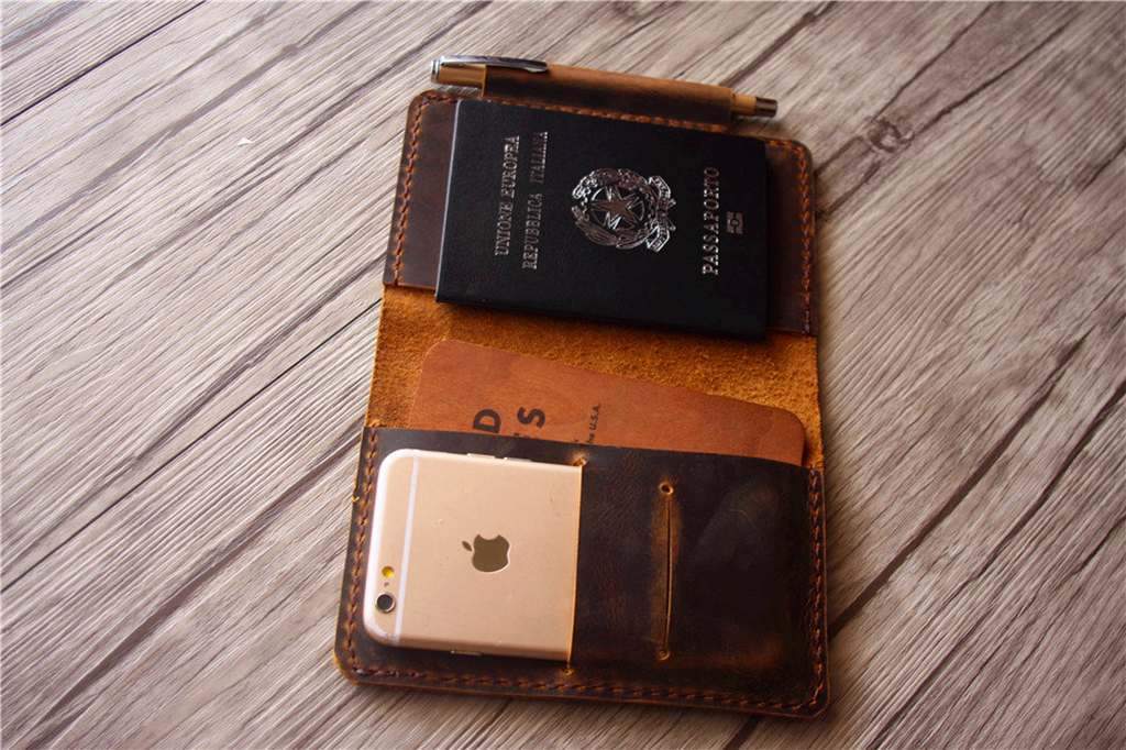 Custom Leather Passport Holder - Personalized Name Engraved RFID Blocking Travel Wallet for Men & Women - Perfect for Airports, Business Trips & Vacations