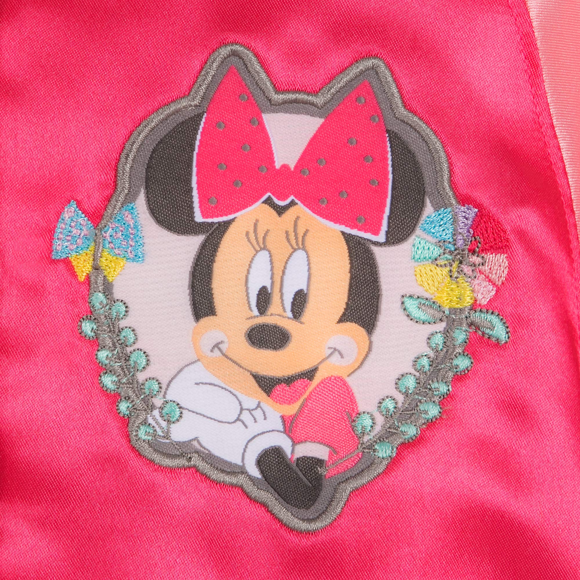 Disney Minnie Mouse Pink Varsity Jacket for Girls - Cute Cartoon Character Coat for School, Halloween & Disney Theme Parties