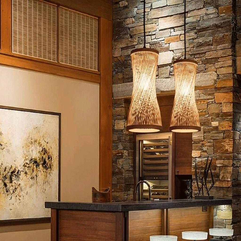 Handmade Rattan Bamboo Spiral Chandelier - Tropical Wicker Pendant Light for Dining Room, Living Room, Kitchen Island - Boho Ceiling Lighting Fixture - Perfect for Beach House, Patio, and Farmhouse Decor
