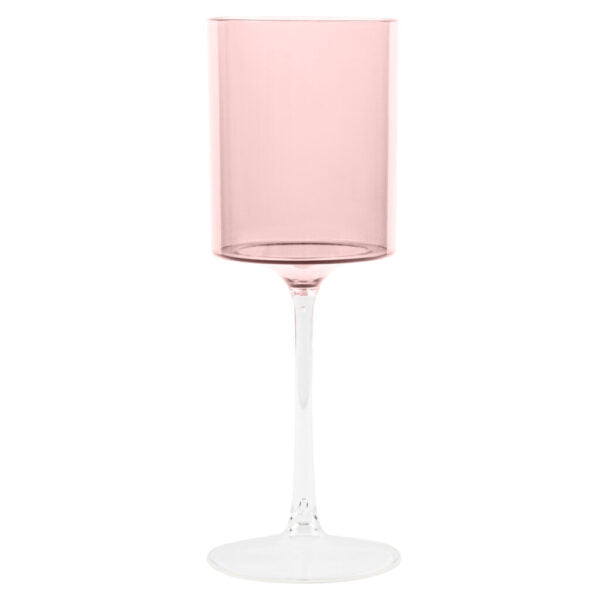 Elegant Two-Tone 9 Oz Pink and Clear Plastic Wine Goblets - Set of 5 - Perfect for Parties, Weddings, and Outdoor Events