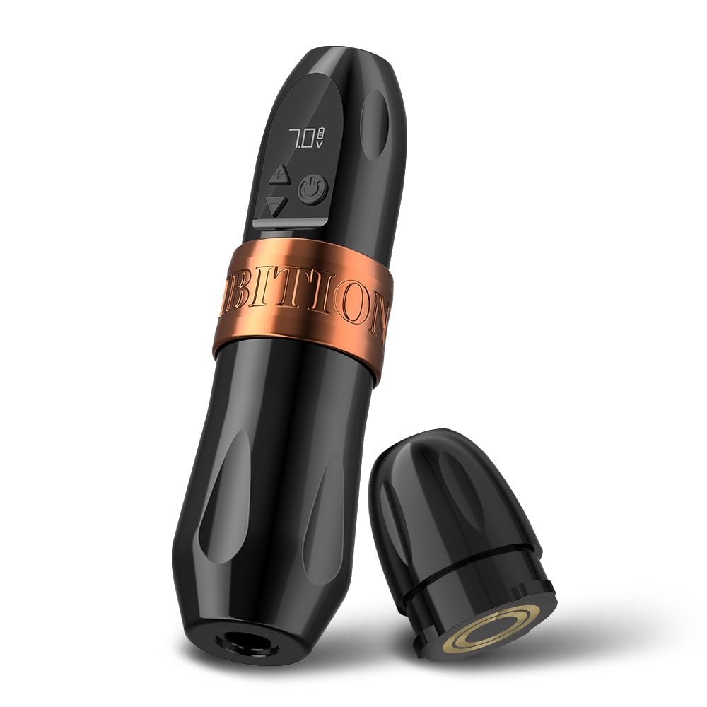 Ambition Troll Wireless Tattoo Pen Machine - Professional Rotary Tattoo Gun with 1950mAh Battery, LCD Display & Coreless Motor | Perfect for Tattoo Artists, Beginners & Studio Use