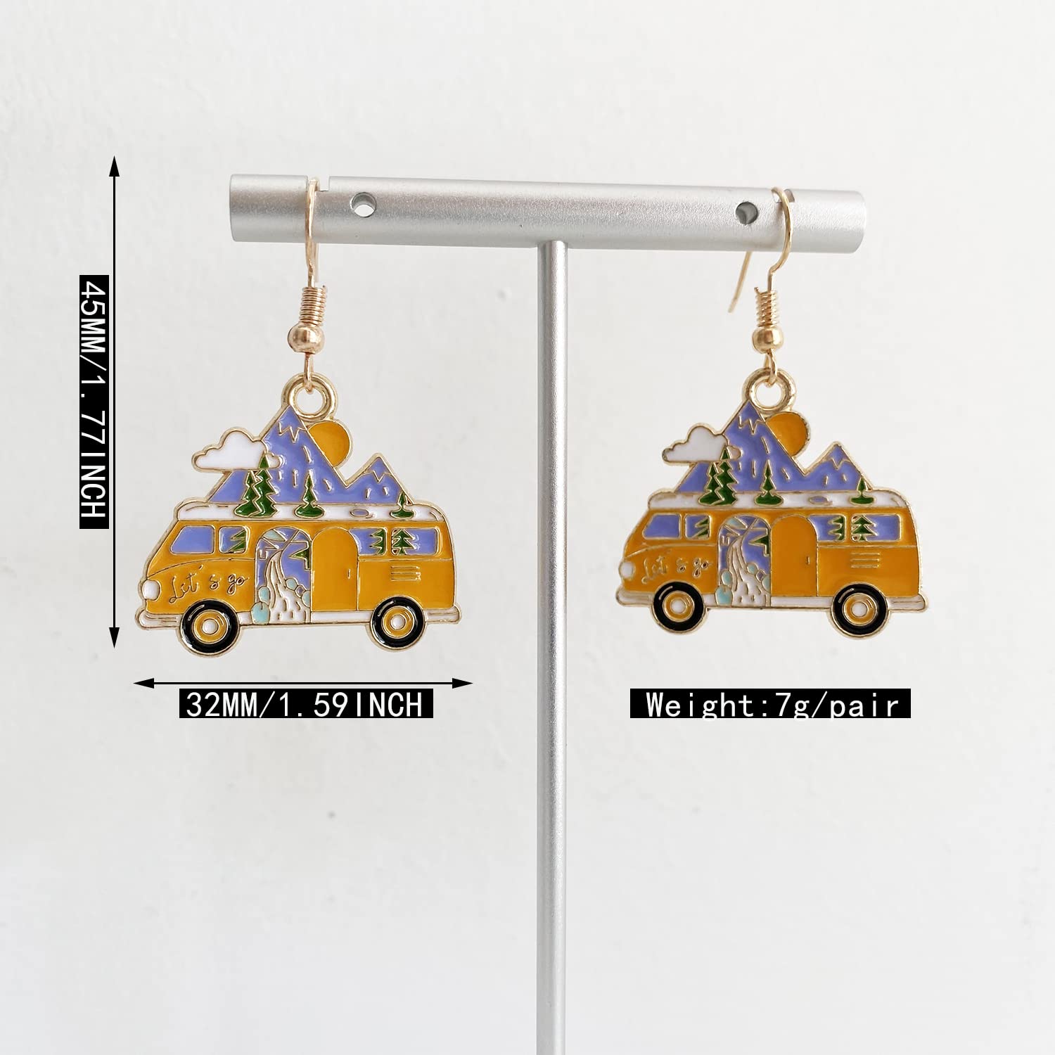 Sparkly Yellow Snow Bus Dangle Drop Earrings for Women - Unique Funny Creative Car Stud Earrings - Perfect Transportation-Themed Jewelry Gift for Christmas, Birthday & Travel Enthusiasts