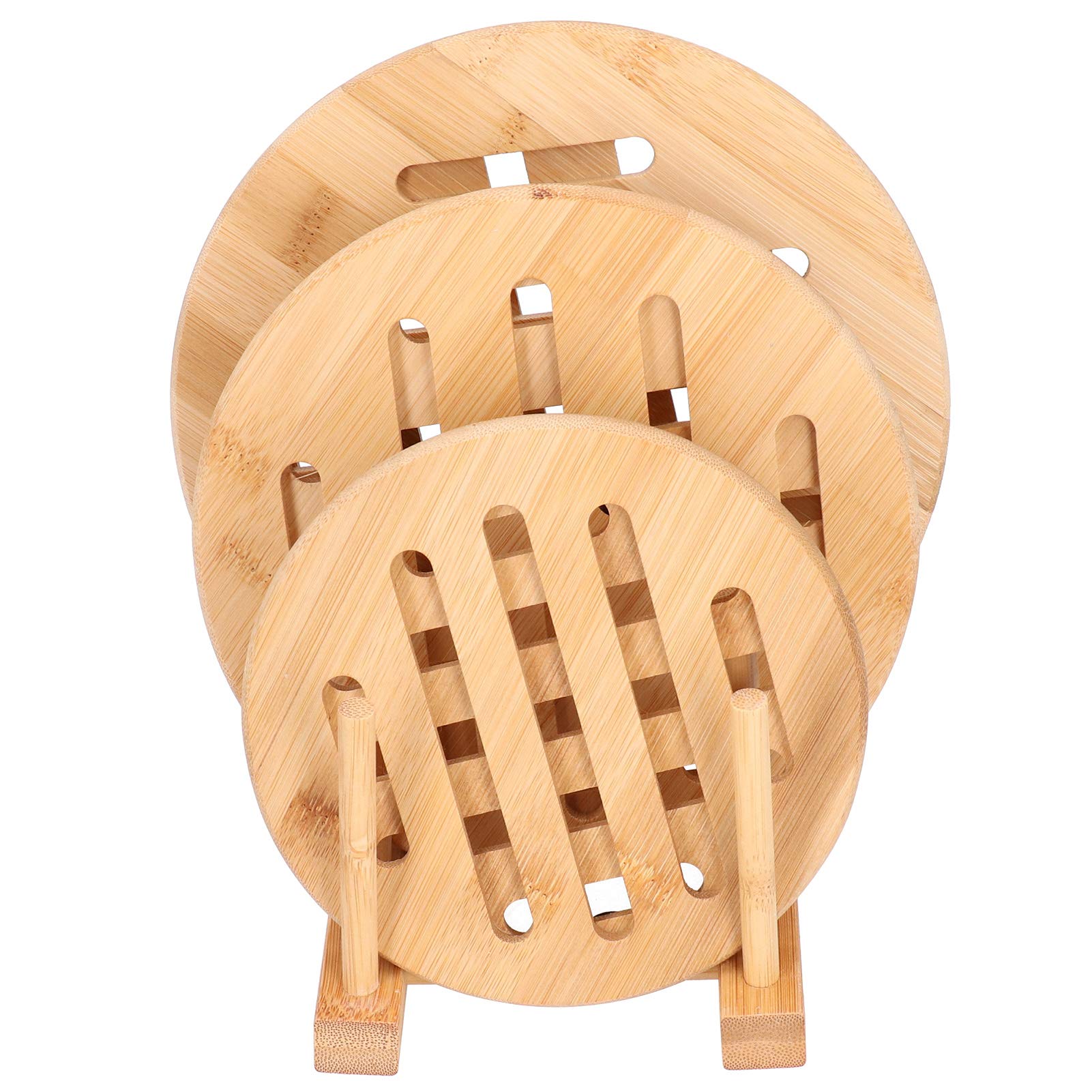 Bamboo Table Mat Set with Holder - Round Placemats for Dining Table, Cup & Plate Mats - Heat Resistant Kitchen Accessories for Home Decor (Perfect for Dinner Parties, Daily Meals & Kitchen Organization)