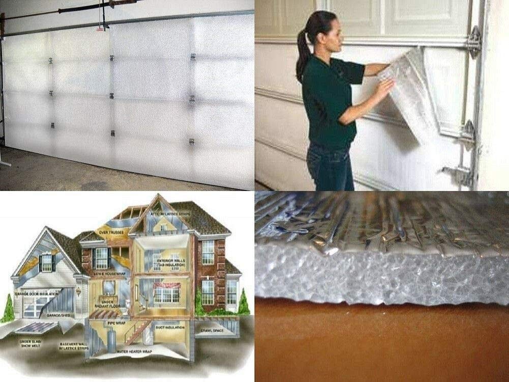 NASA SSR-1 Reflective White Foam Core Garage Door Insulation Kit - 9x7 & 9x8 Sizes - Energy Efficient Thermal Barrier for Home & Workshop Use