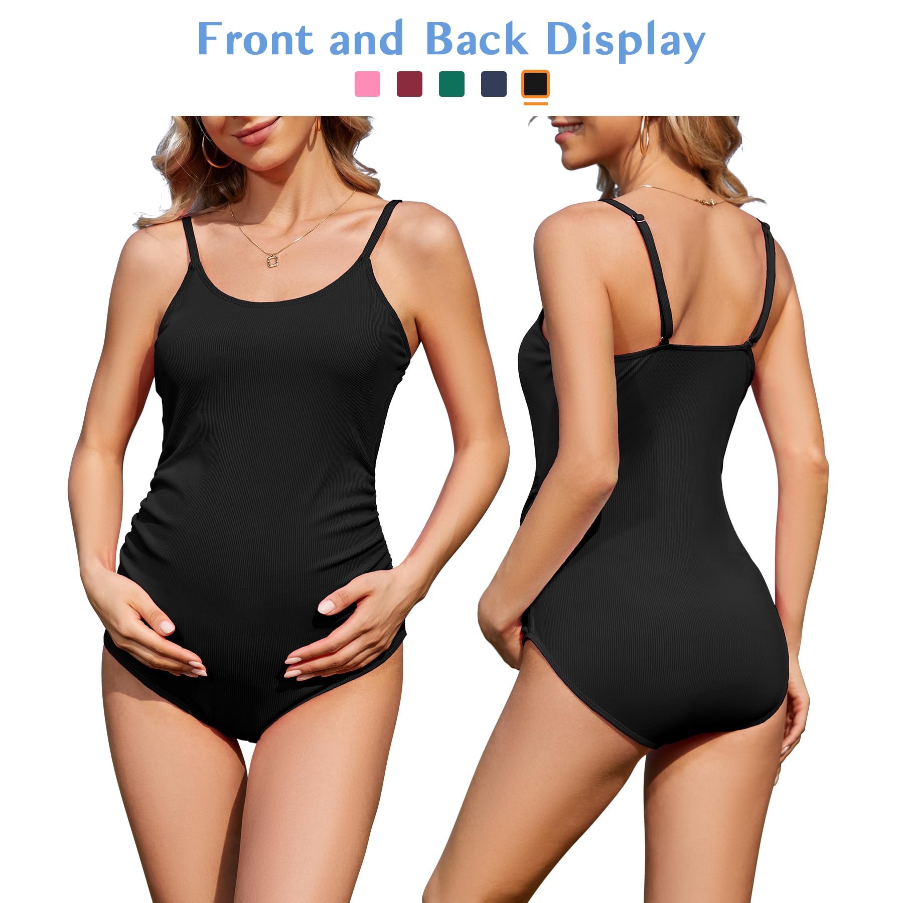 Zando Maternity Swimsuit One Piece - High Elastic Pregnancy Swimwear for Women | Comfortable Maternity Bathing Suit for Pool, Beach & Water Activities