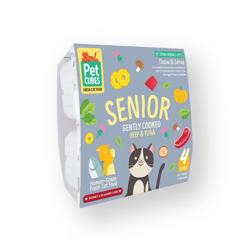 Premium Frozen Human-Grade Beef & Tuna Senior Cat Food - Gently Cooked, Grain-Free Recipe for Older Cats | Supports Joint Health & Digestion | Perfect for Picky Eaters & Senior Felines
