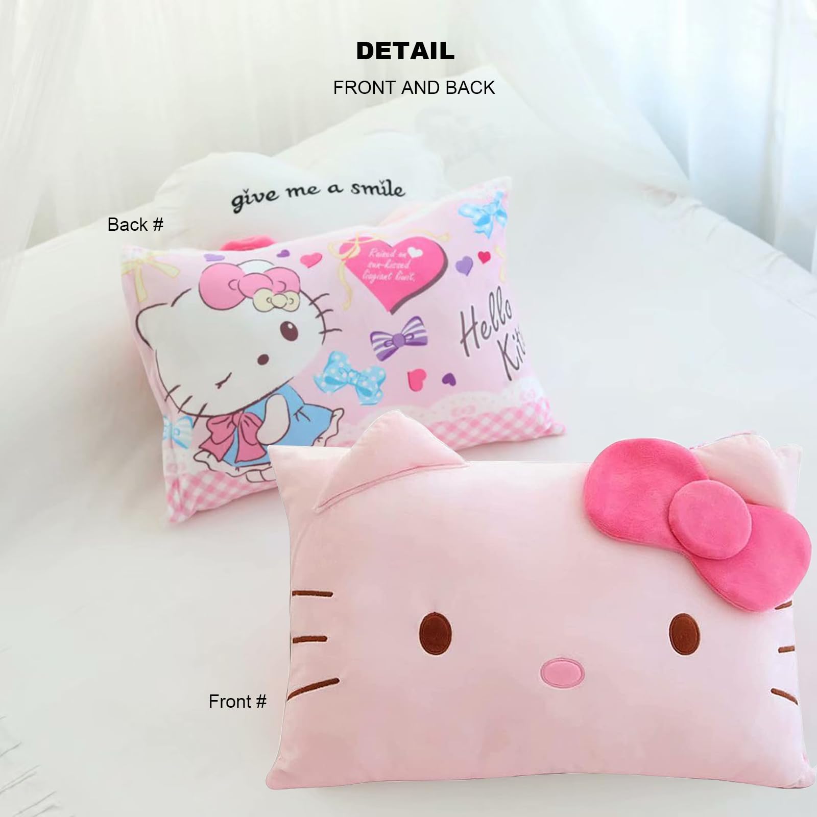 **Cute Anime Cartoon Double-Sided Plush Pillowcase - Kawaii Cotton Pillow Cover for Girls, Bedroom Decor (Red) + Free Cute Hairpin - Perfect for Sleepovers, Gifts & Kawaii Room Aesthetic**