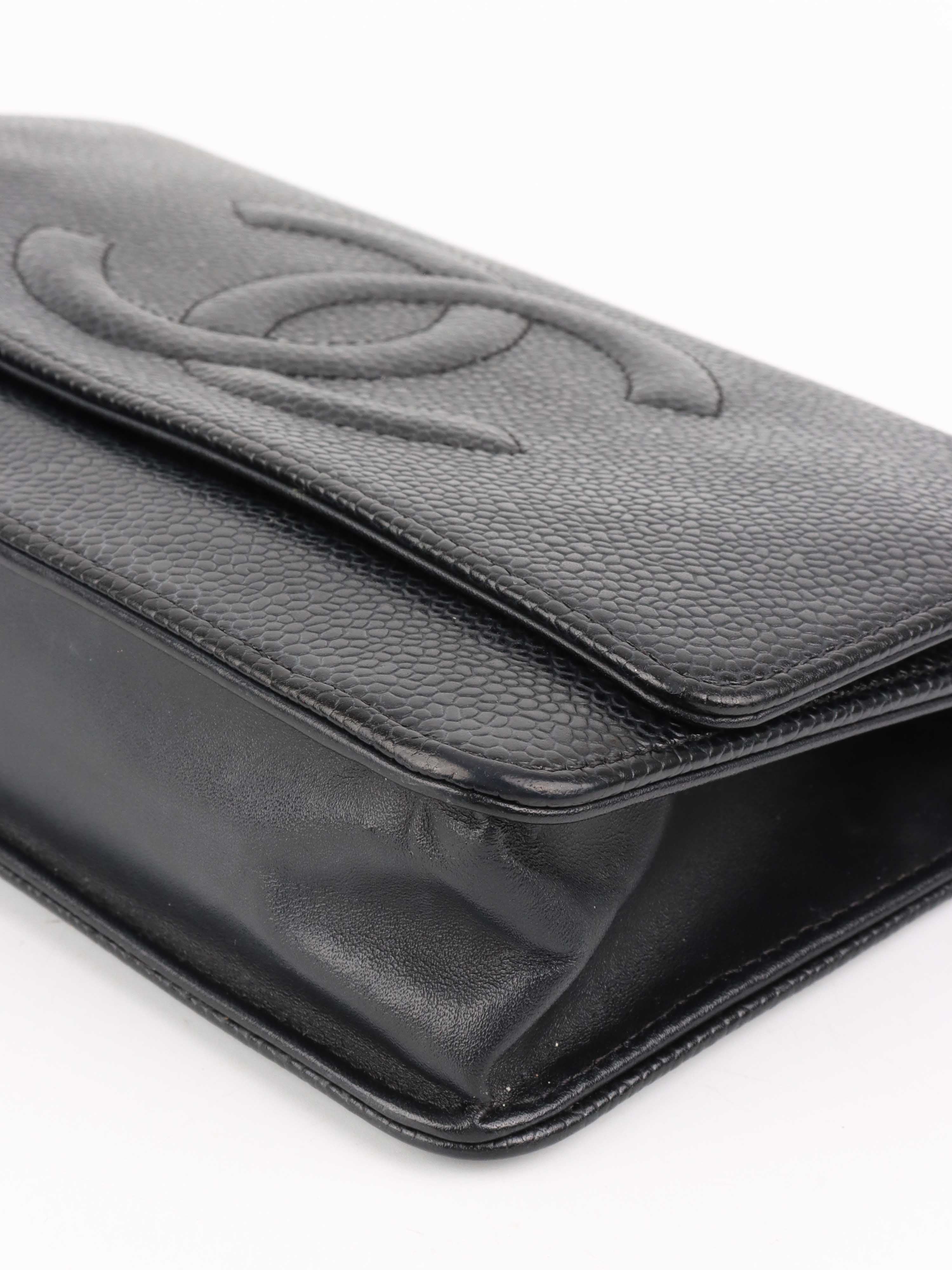Chanel Black Caviar Leather Wallet on Chain Crossbody Bag for Women - Perfect for Evening Events, Parties & Daily Use