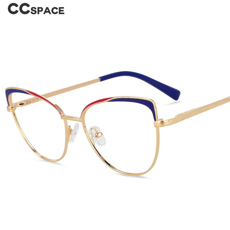 CCspace Women's Full Rim Cat Eye Alloy Eyeglasses Frame 56521 - Stylish Retro Glasses for Women, Lightweight Metal Frames for Office, Reading & Fashion Accessories