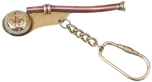 Premium Solid Brass Boatswain (Bosun) Whistle Keychain - Authentic Nautical Bosun Call Pipe Key Ring Gift for Sailors, Boaters & Marine Enthusiasts - Perfect for Sailing, Nautical Decor & Collectors