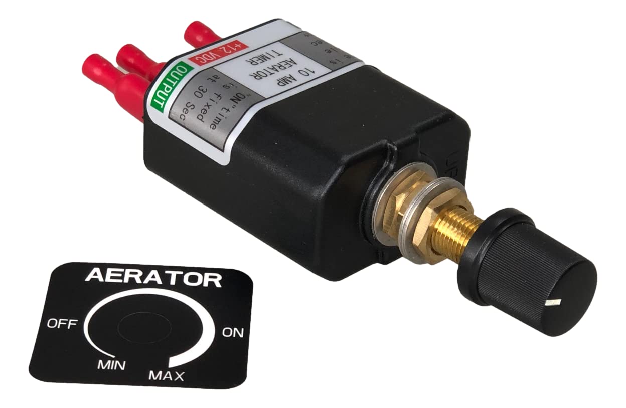 Pactrade Marine 12V Aerator Timer Switch for Livewell Aerator Pump - Manual/Auto Mode with Adjustable Cycles | 10A Load Capacity | Perfect for Fishing Boats, Bait Tanks & Portable Aerators | Keep Your Catch Fresh on Water