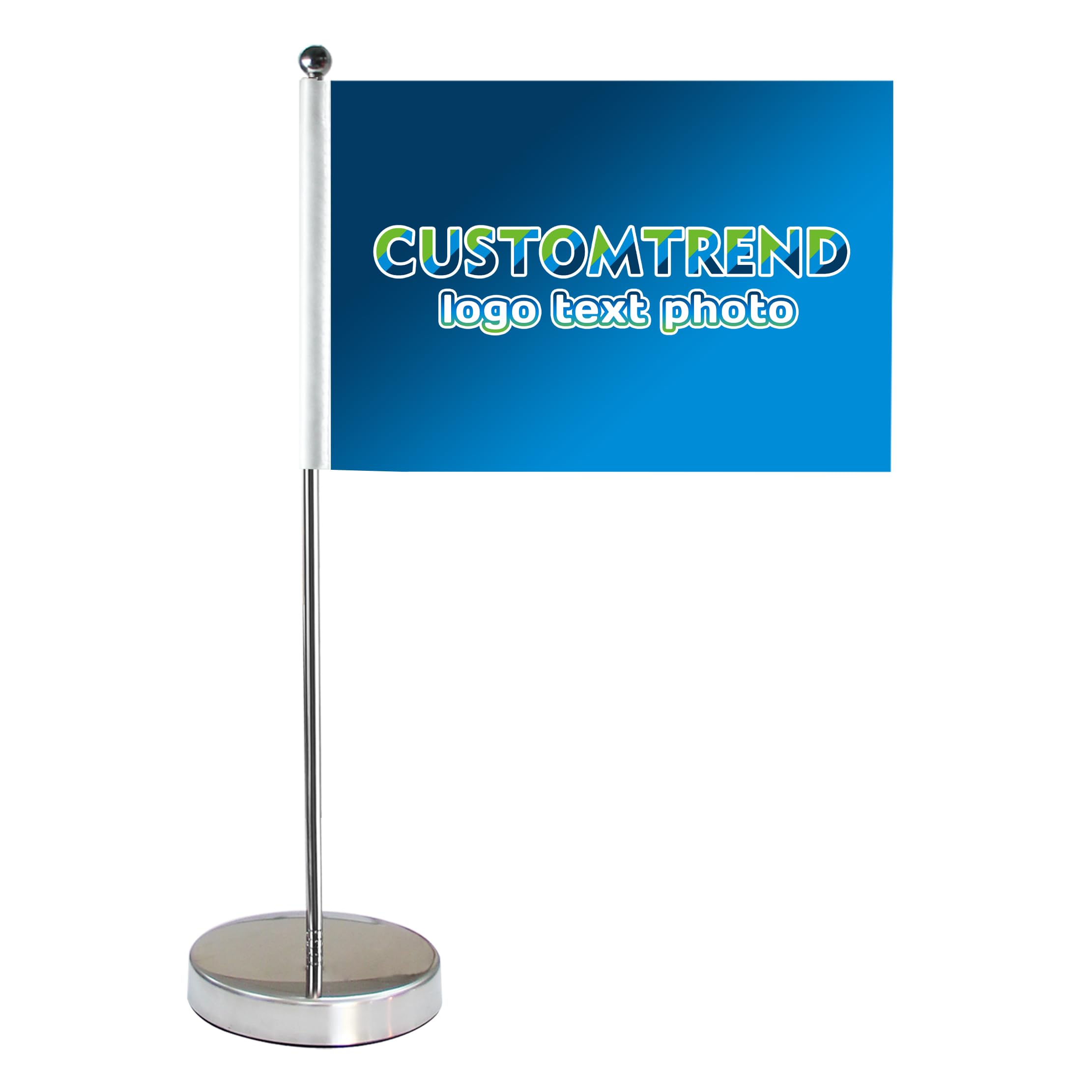 Custom Printed Table Flags with Logo - Double Flagpole & Stainless Steel Base for Trade Shows, Business Meetings, Office Decor - Perfect for Branding, Events and Desk Display