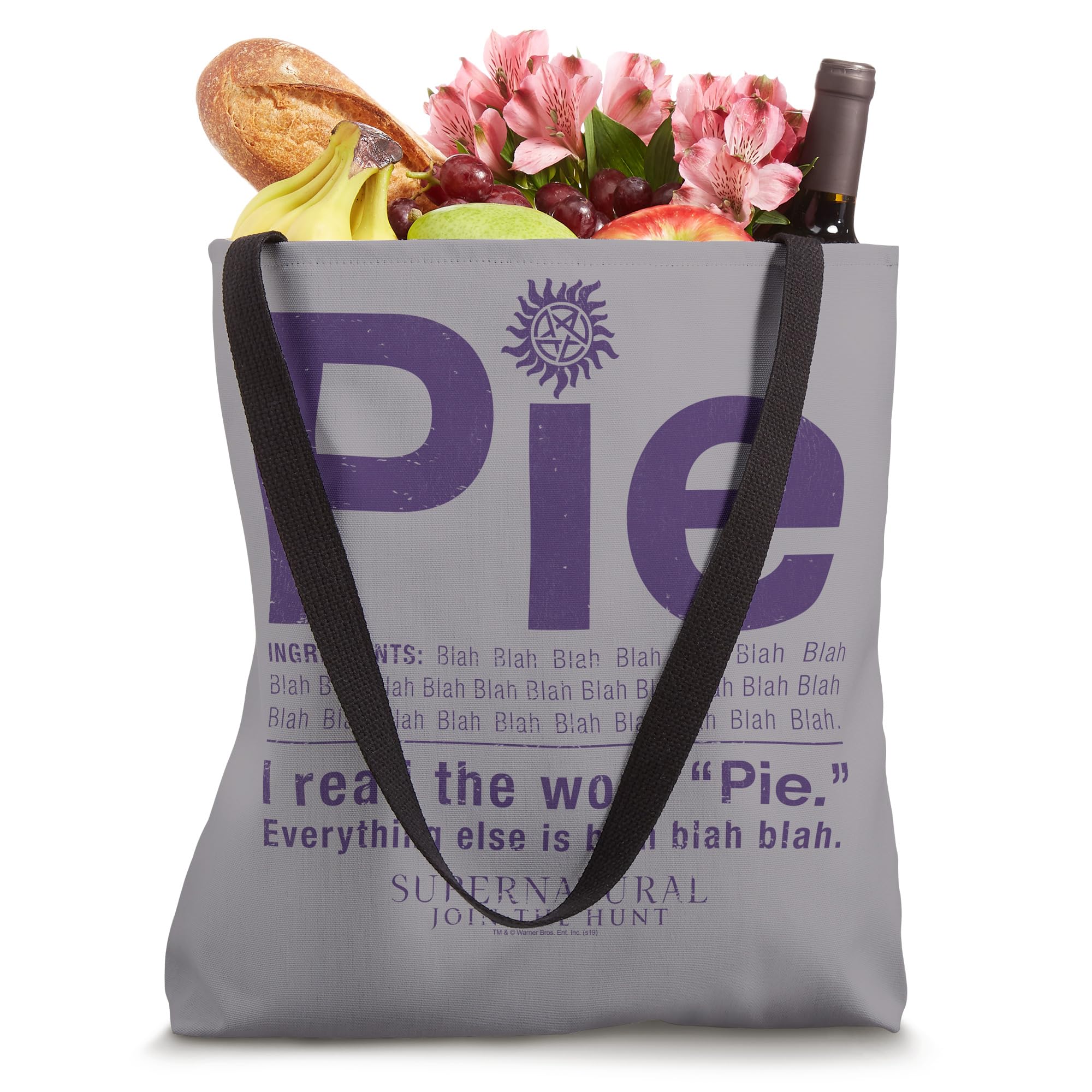 Supernatural Pie Tote Bag - Large Reusable Grocery Shopping Bag with Unique Pie Design - Perfect for Farmers Market, Beach Trips & Eco-Friendly Shopping