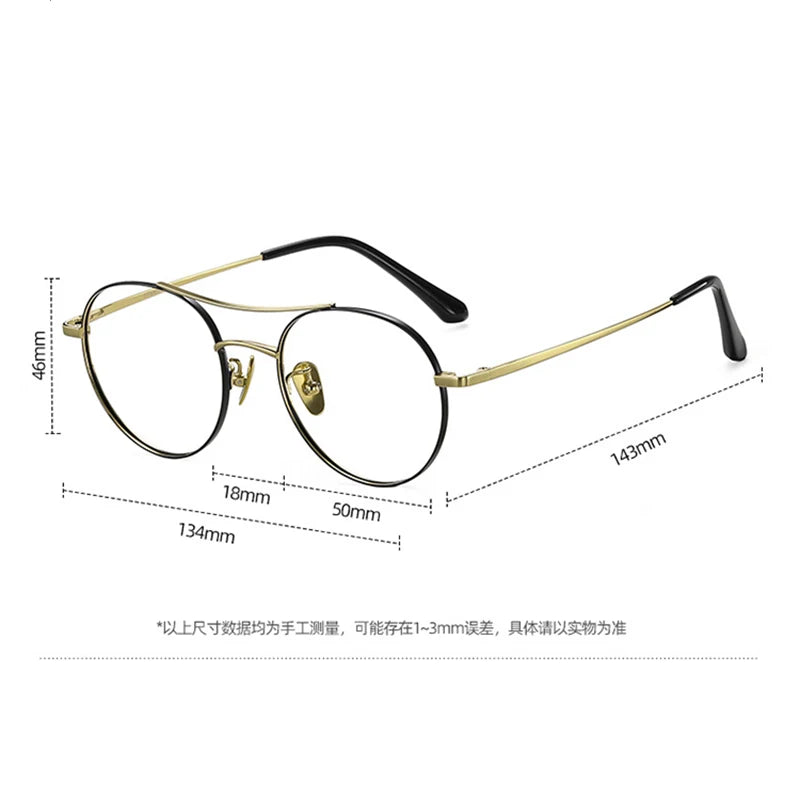 Bclear Unisex Full Rim Round Small Double Bridge Titanium Eyeglasses 86678 - Lightweight & Durable Titanium Frame Glasses for Men & Women - Perfect for Reading, Work, and Everyday Fashion