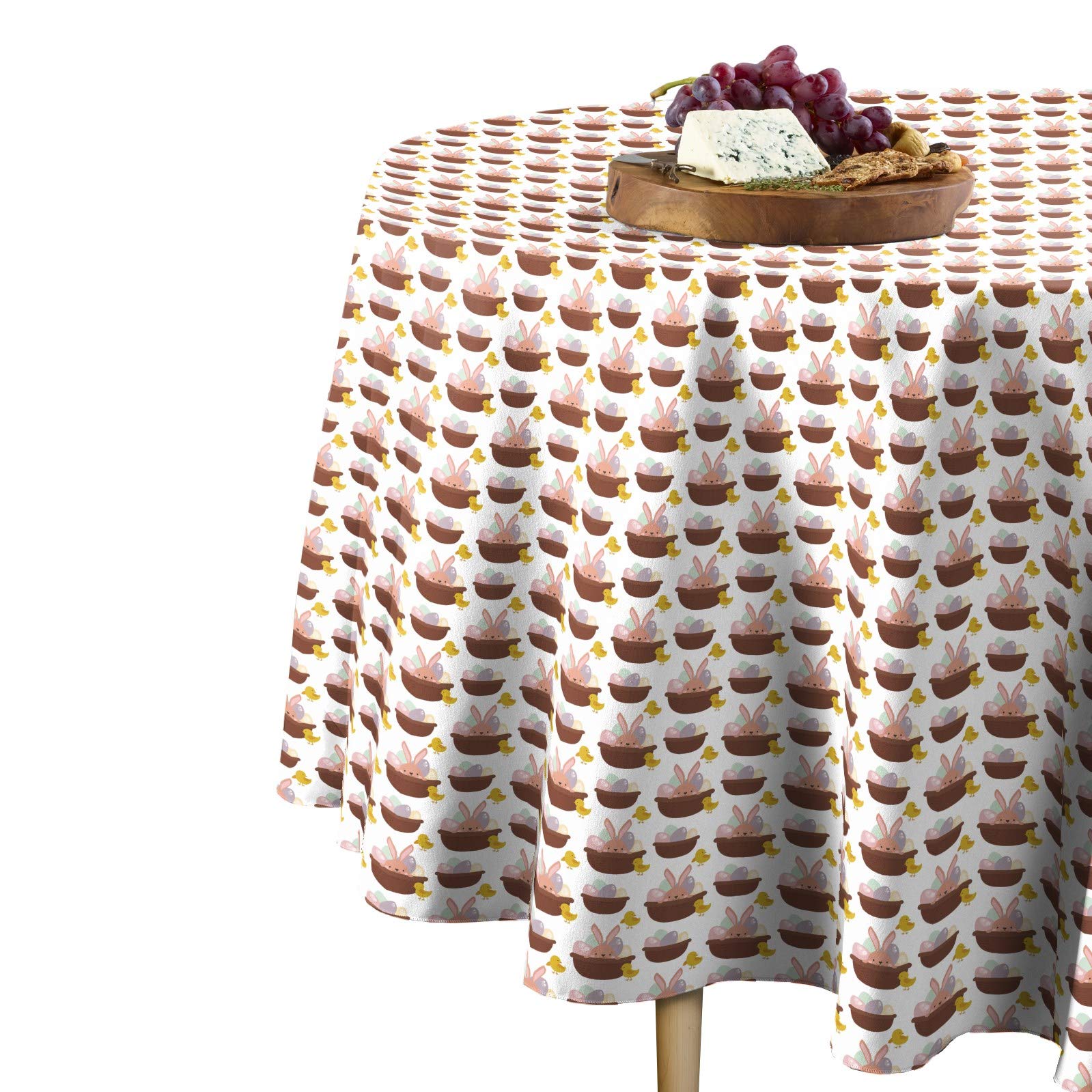 Premium Easter Tablecloth - 90 Inch Round Fabric Textile for Easter Basket Decorations | Machine Washable, Stain-Resistant & Easy Care | Made in USA | Perfect for Easter Dinner Parties, Spring Celebrations & Holiday Home Decor