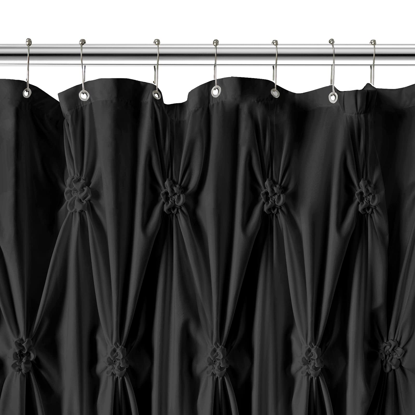Luxury Black Shower Curtain - Water Repellent Bathroom Curtain 72x72 Inches, Elegant Hotel & Spa Style for Modern Bathroom Decor - Perfect for Home, Apartment, and Vacation Rental Use