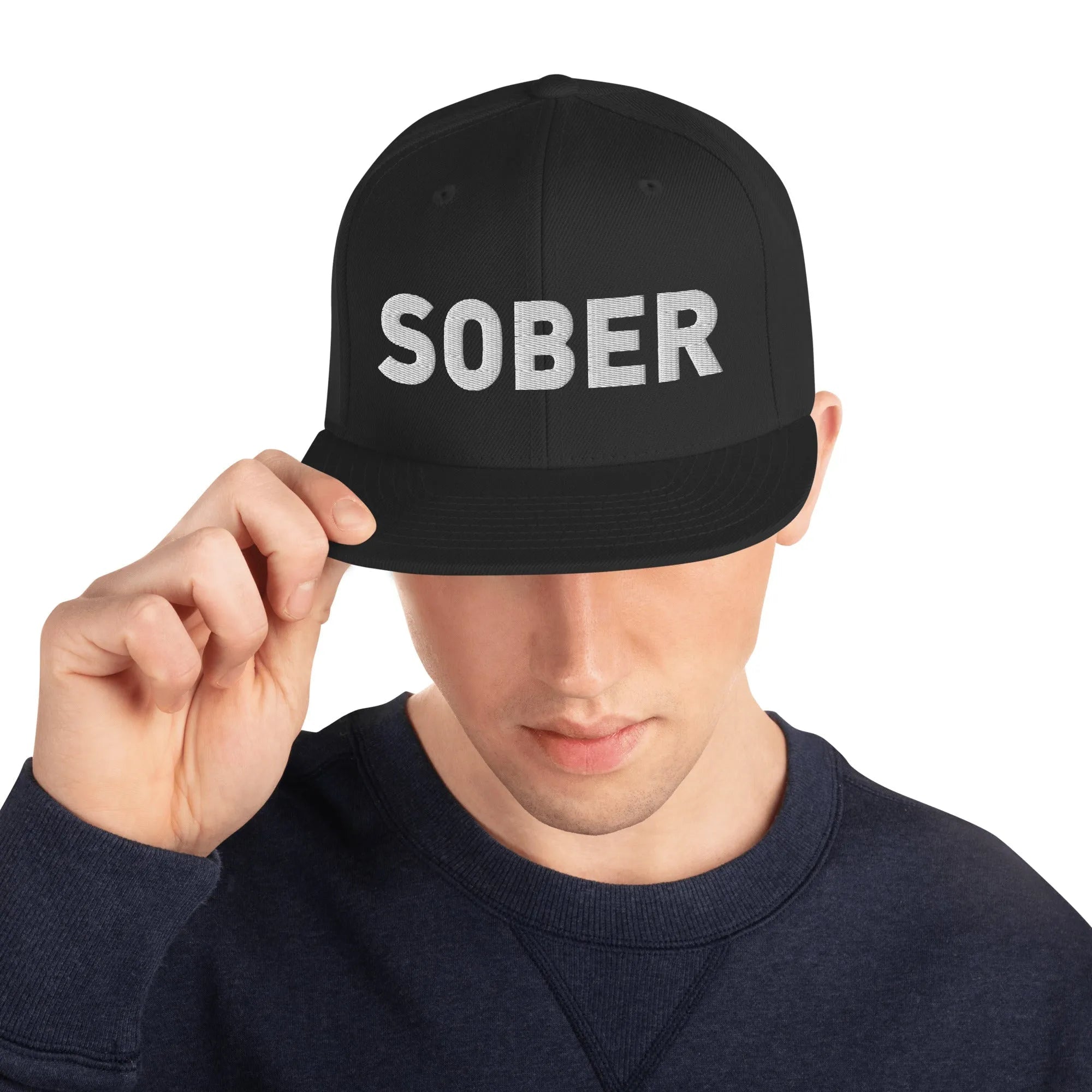SOBER Embroidered Snapback Hat - Adjustable Dad Hat for Men & Women - Stylish Baseball Cap for Casual Wear, Sports & Outdoor Activities