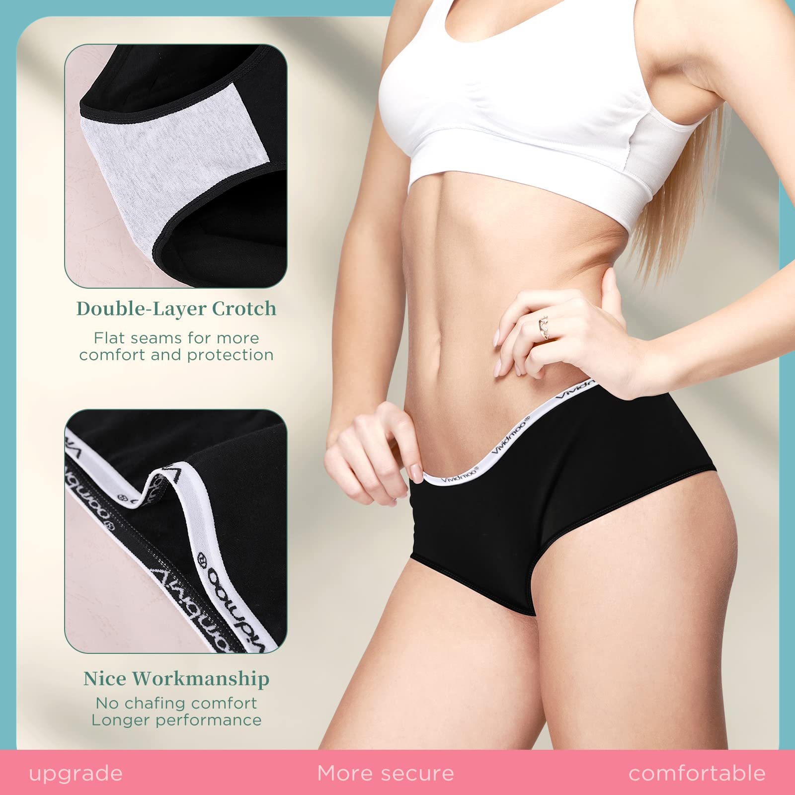 6-Pack Women's Stretchy Cotton Hipster Briefs - Soft, Breathable & Lightweight Underwear with Mid-Rise Waist - Perfect for Everyday Wear, Yoga & Lounge