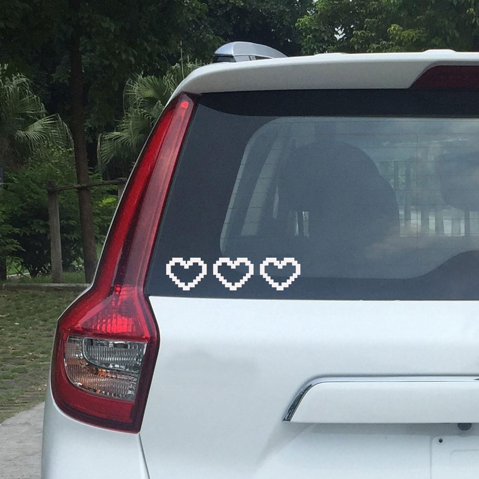 2 Pack Holographic Pixel Hearts Vinyl Decals - Waterproof Car Bumper Stickers, Laptop & Water Bottle Decor - 4