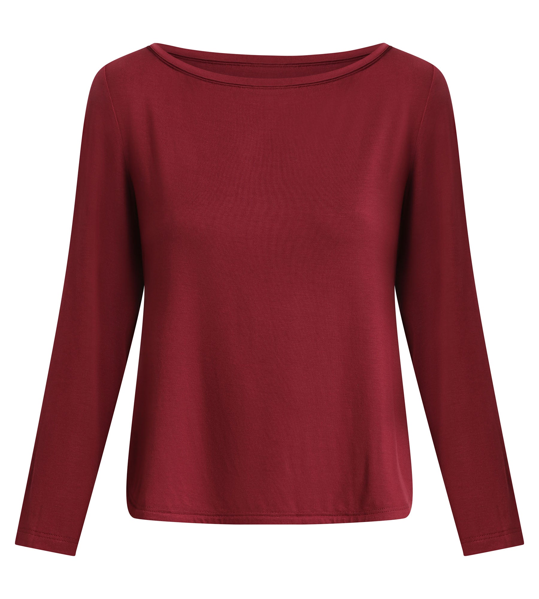 Women's Sporty Boat Neck Viscose Top in Bordeaux - Comfortable & Stylish Activewear for Yoga, Gym & Casual Wear