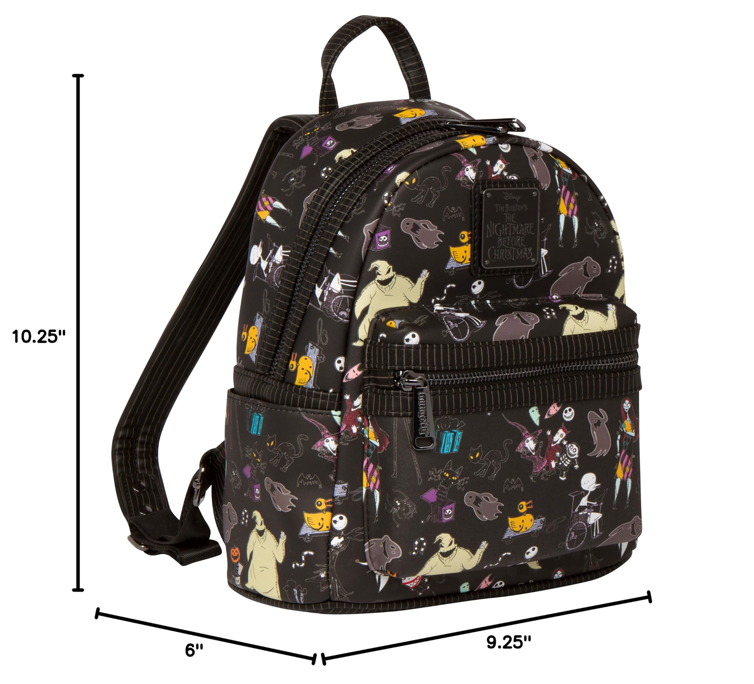 Loungefly Disney The Nightmare Before Christmas Mini Backpack - Official Collectible Crossbody Bag for Halloween & Christmas | Perfect for Cosplay, Theme Parks & Disney Trips