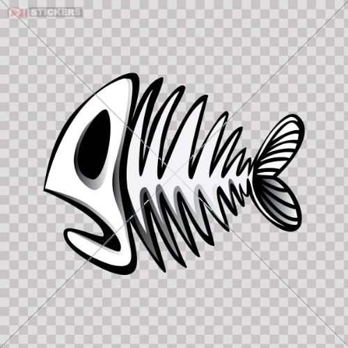 Decorative Fish Skeleton Vinyl Decal - 5 x 3.9 Inch Waterproof Sticker for Cars, Laptops, Windows - Crying Bones Design - Perfect for Halloween Decor, DIY Crafts & Gifts