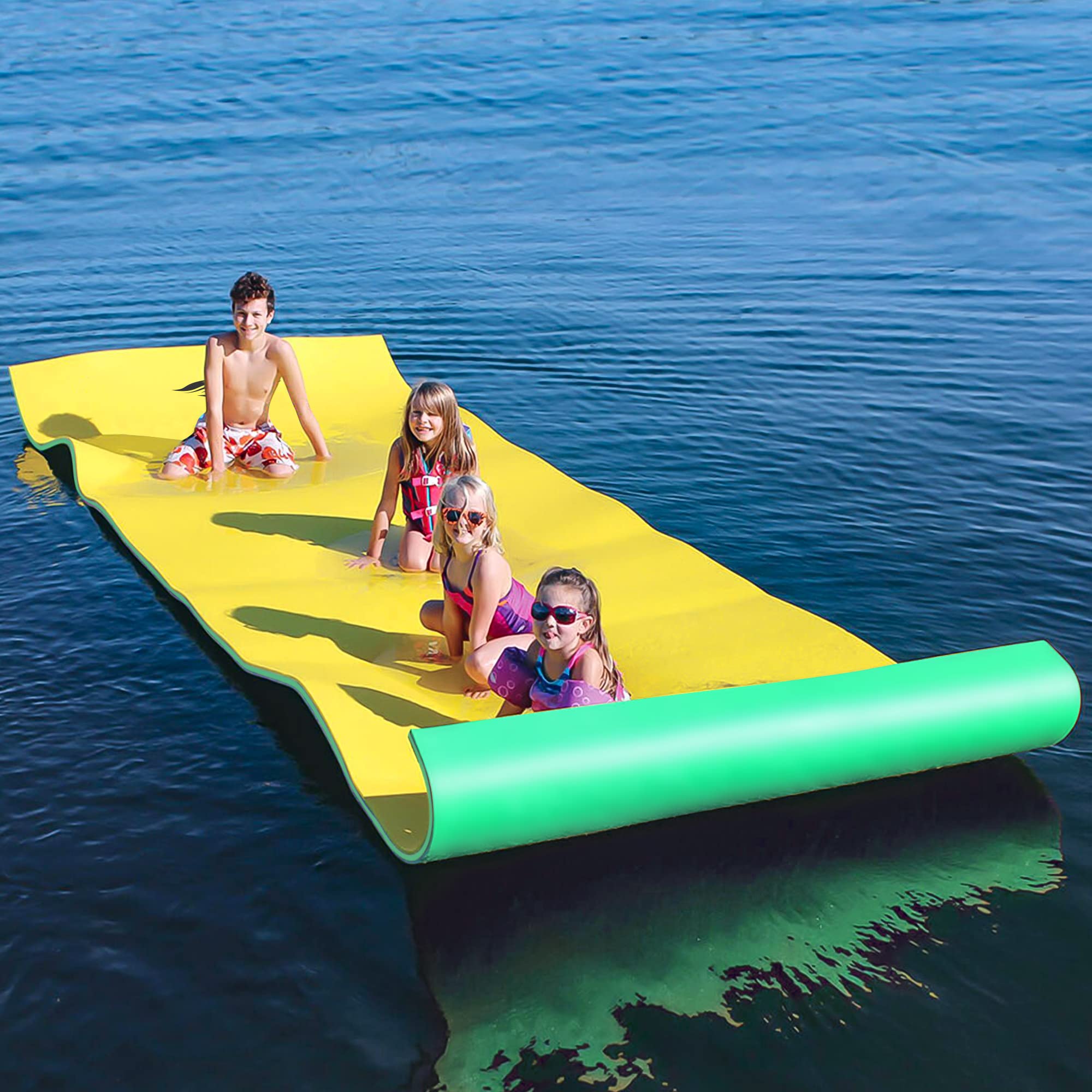 Premium Floating Water Pad - Extra Large 3-Layer XPE Foam Lily Pad Mat for Pool, Lake & Sea | Tear-Resistant Design with Storage Straps | Perfect for Adults & Kids Water Activities, Swimming, Relaxing & Summer Fun
