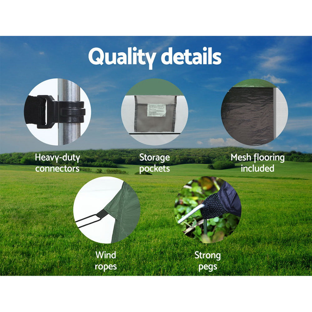 Weisshorn Double Camping Shower Toilet Tent - Portable Outdoor Privacy Shelter for Camping, Hiking & Beach - Green Change Room with Durable Waterproof Fabric