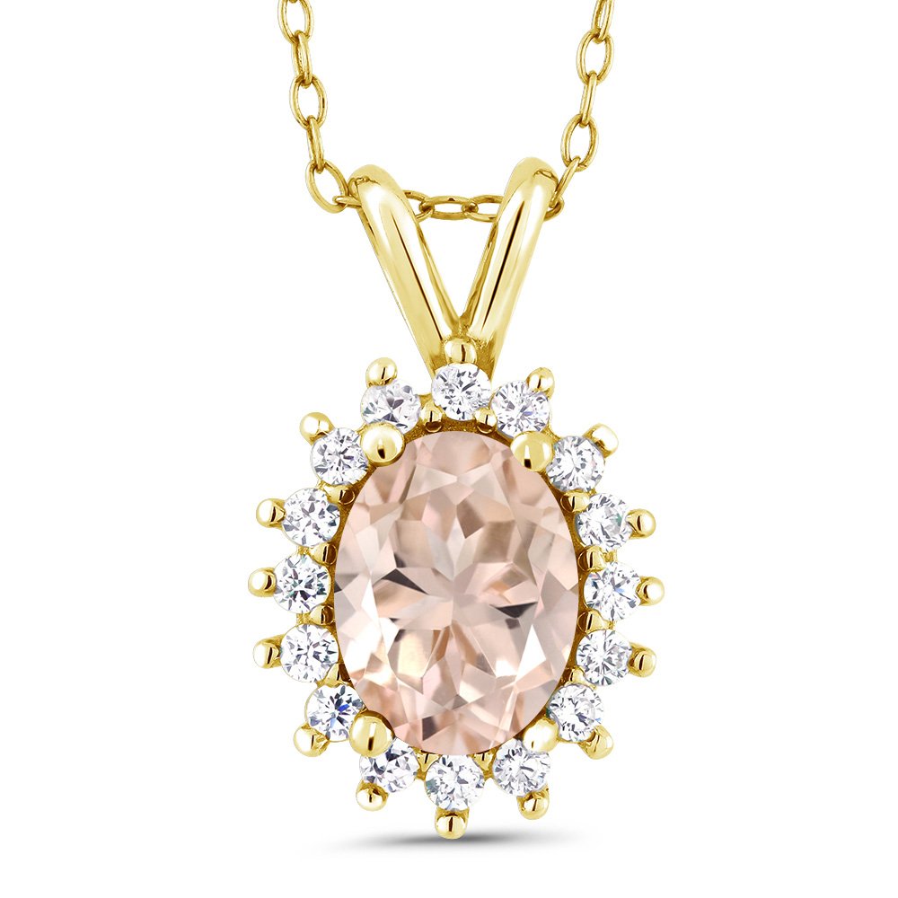 14K Yellow Gold Oval Gemstone Birthstone Halo Pendant Necklace for Women | 8X6MM Oval Cut | 18 Inch Gold Chain | Personalized Birthstone Jewelry Gift for Mom, Wife, Daughter | Perfect for Birthdays, Anniversaries & Special Occasions