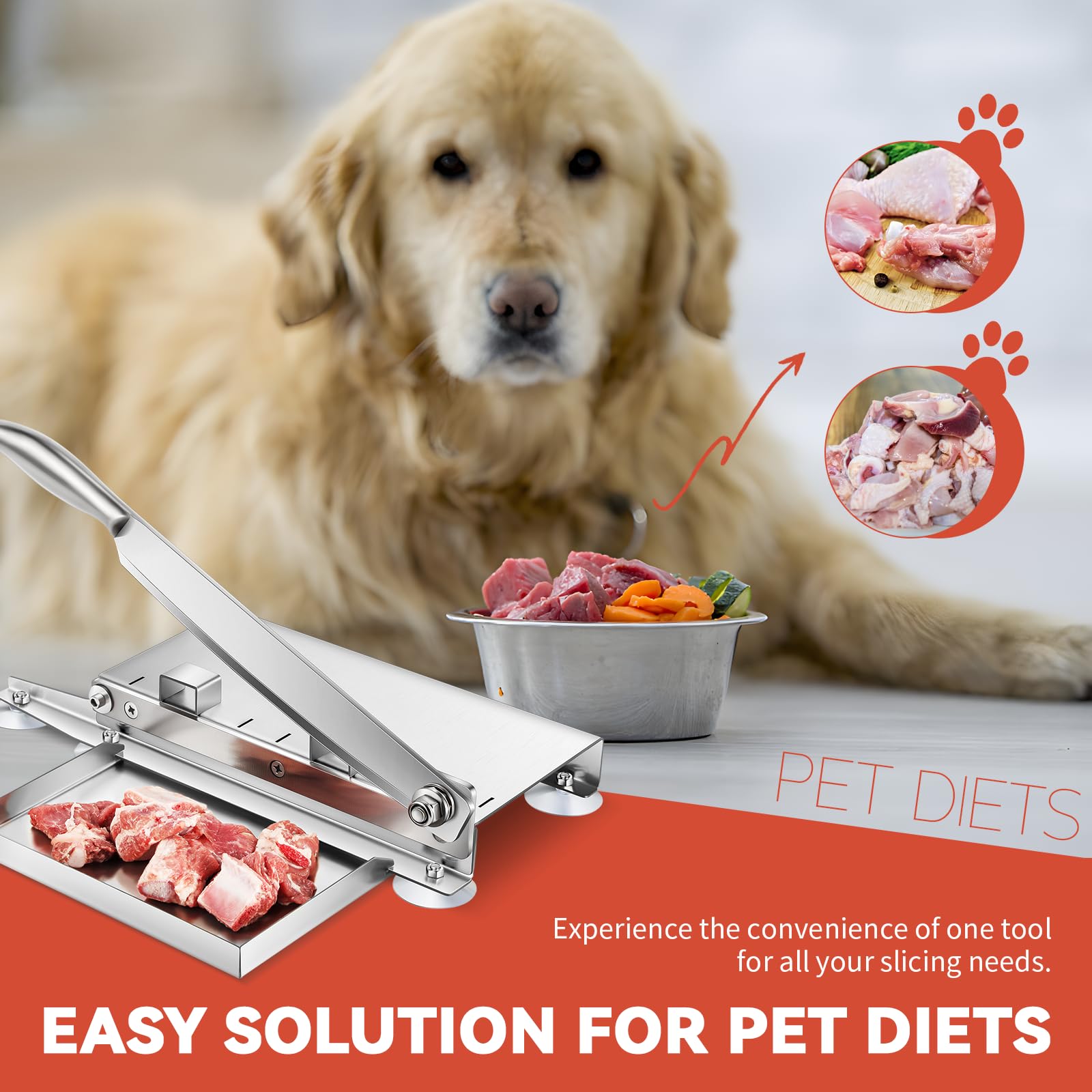 BAOSHISHAN Manual Meat Slicer - Professional Rib Chopper & Bone Cutter for Chicken, Beef, Fish & Frozen Meat - Heavy Duty Home & Commercial Kitchen Slicing Machine (Single Blade) - Perfect for Deli Food Prep, Butcher Shops & Restaurant Cooking