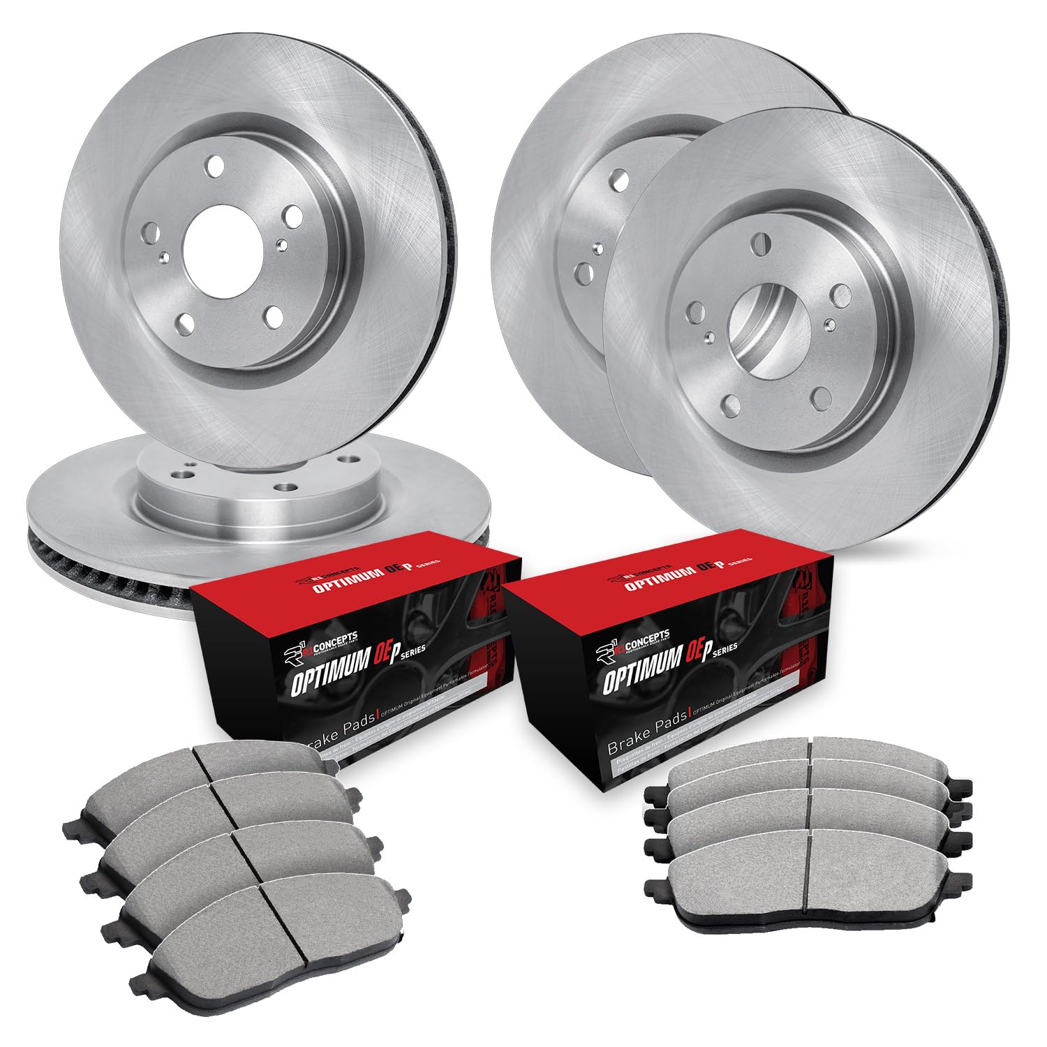 R1 Concepts Premium Front & Rear Brake Pads and Rotors Kit - CEB.27001.07 | OE Replacement Brake System for Smooth Stopping | Ideal for Daily Commuting, Highway Driving & Performance Vehicles