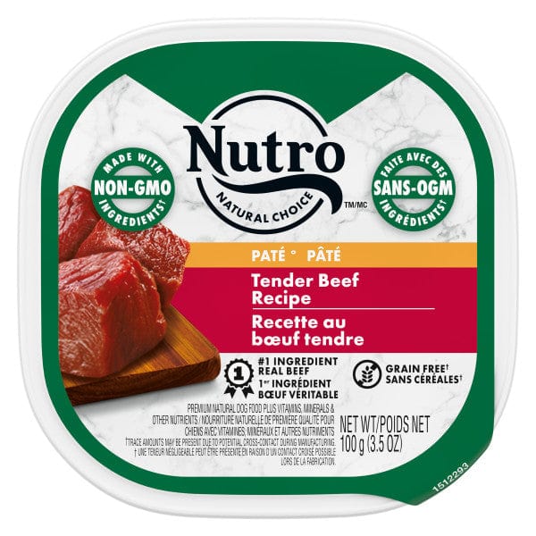 Nutro Tender Beef Recipe Pate Wet Dog Food - Grain-Free Canned Dog Food for Adult Dogs - High Protein Meal for Healthy Skin & Coat - Perfect for Picky Eaters & Senior Dogs - Ideal for Mealtime, Training Treats & Travel Feeding