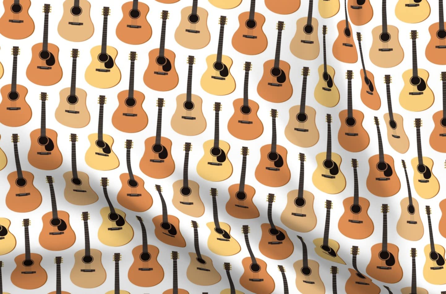 Vintage Acoustic Guitars Music Print Cotton Fabric by Spoonflower - Fat Quarter for Sewing, Quilting, Apparel & Home Decor | Perfect for DIY Crafts, Curtains, Pillows & Upholstery