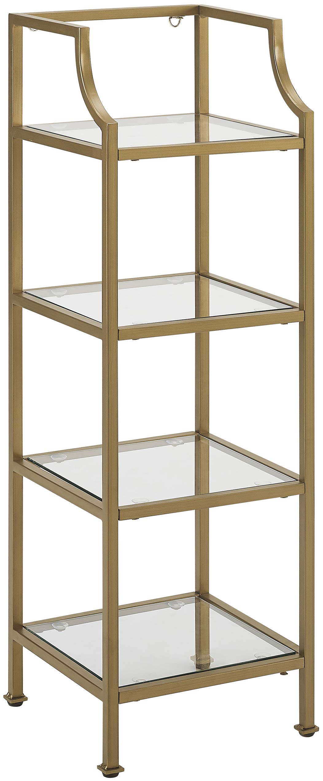 Crosley Aimee Short Etagere Shelf - Gold Metal Frame with Glass Shelves for Living Room, Bedroom, or Office Storage & Display