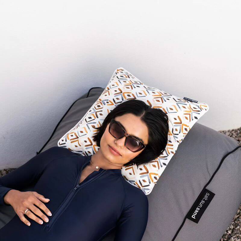 Noosa Outdoor Bean Bag Lounger - Waterproof & Comfortable Bean Bag Chair for Patio, Poolside & Backyard Relaxation - Black Check Design (Perfect for Camping, Beach & Indoor Use)